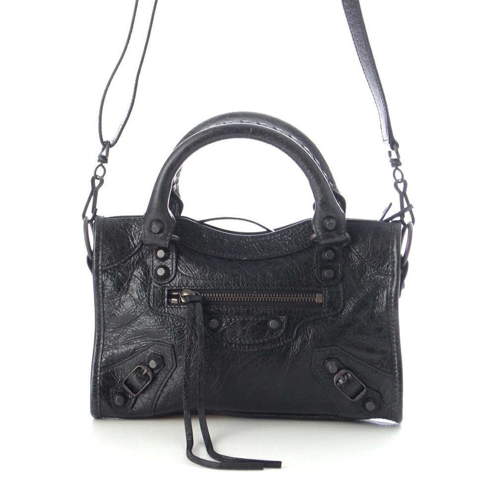 Balenciaga Le City Leather Hand Shoulder Bag Black